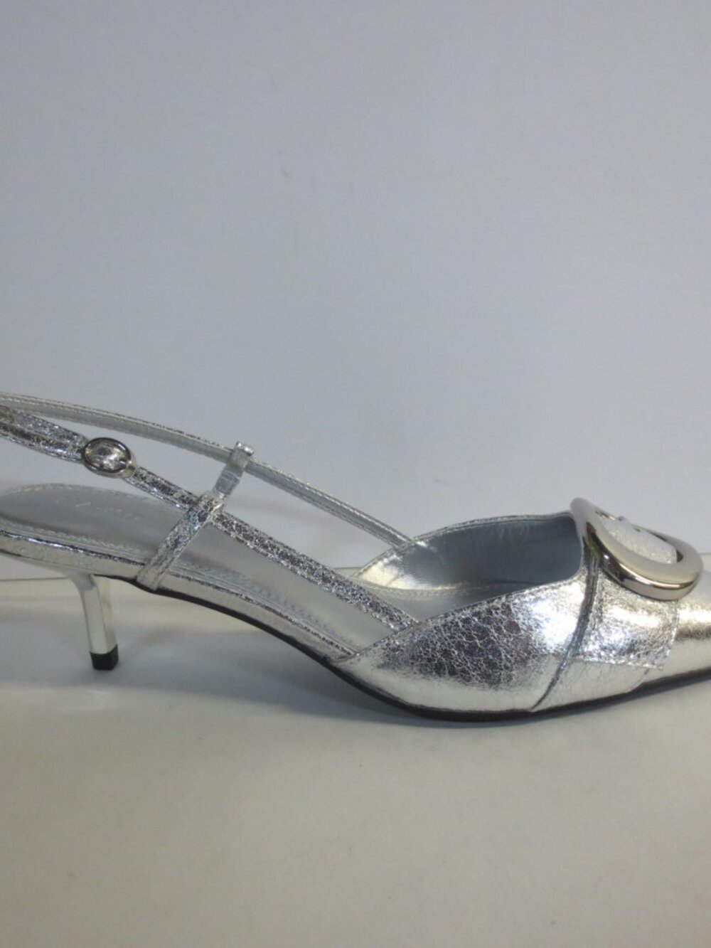 NA-KD WOMEN'S CIRCULAR BUCKLE SLINGBACK PUMPS - SILVER - EU 39  US 8.5 - Picture 3 of 6